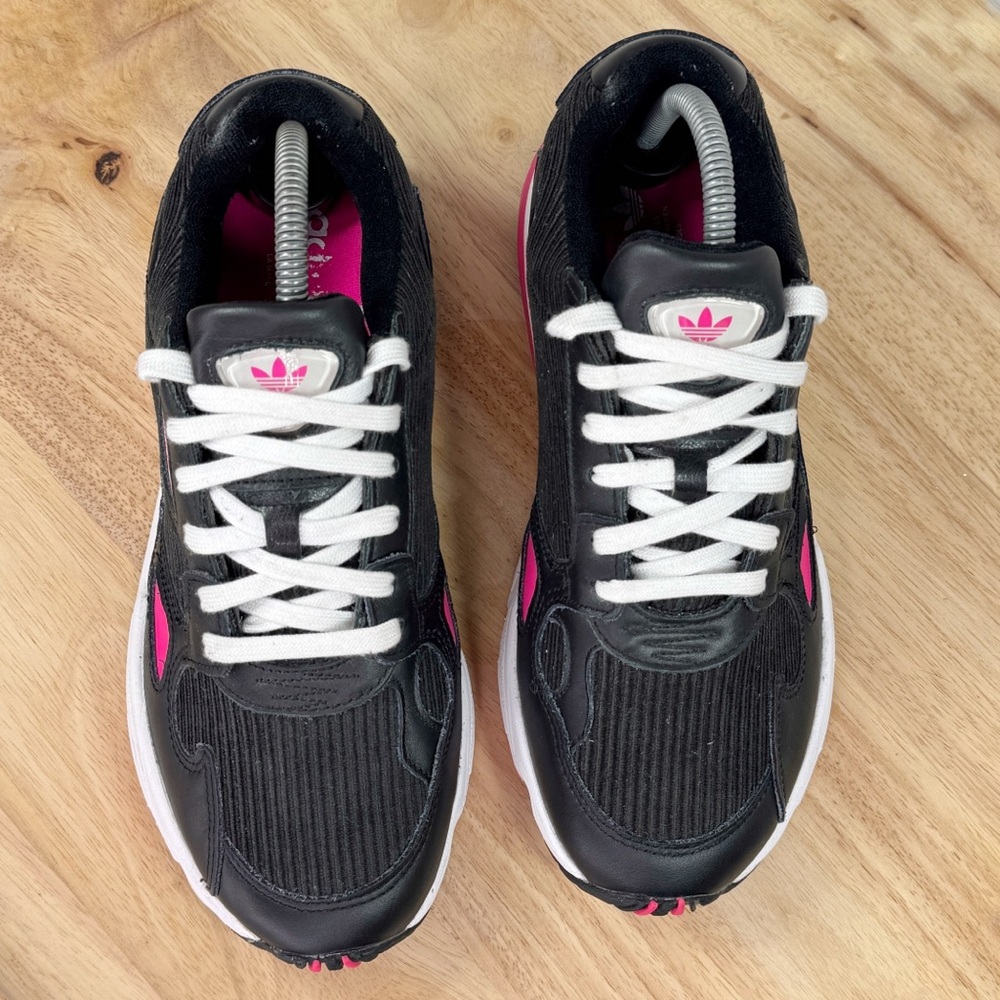 Adidas Originals Falcon‎ Running Shoes Corduroy Leather Black Pink 8 - Picture 4 of 11